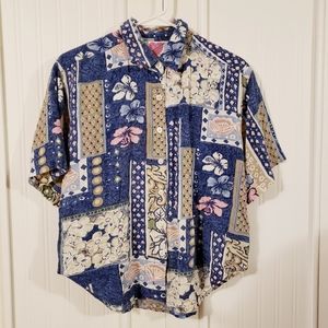 M Keren Hart floral patchwork vintage blouse shirt